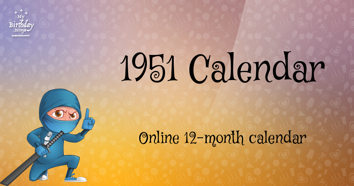 1951 Calendar Ninja Poster