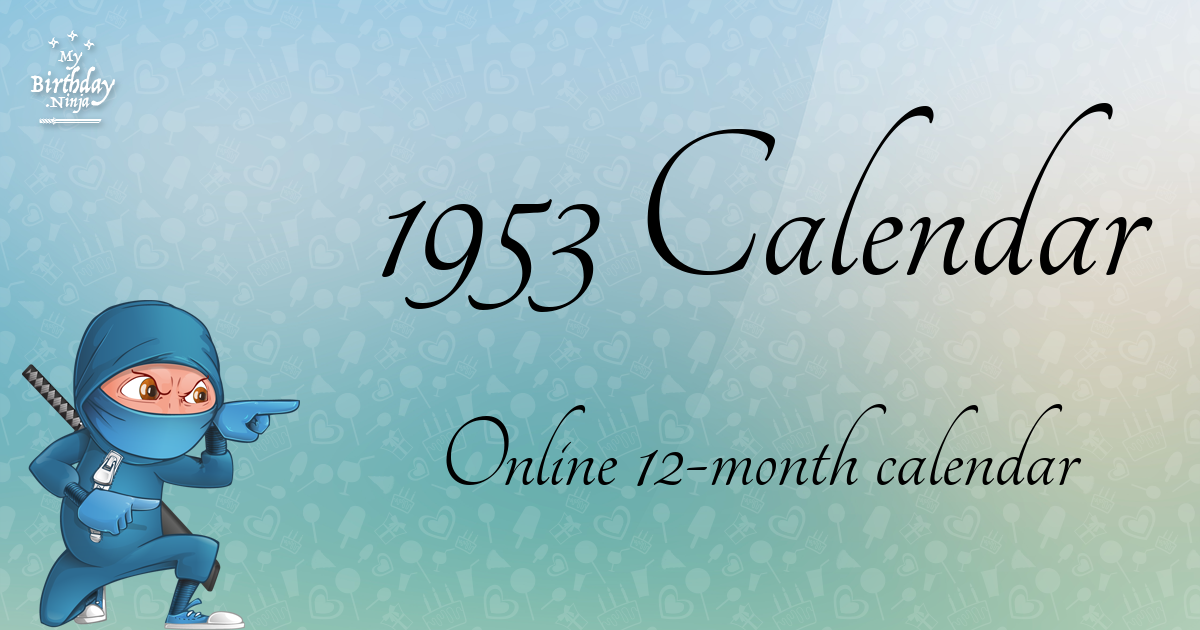 1953 Calendar Ninja Poster