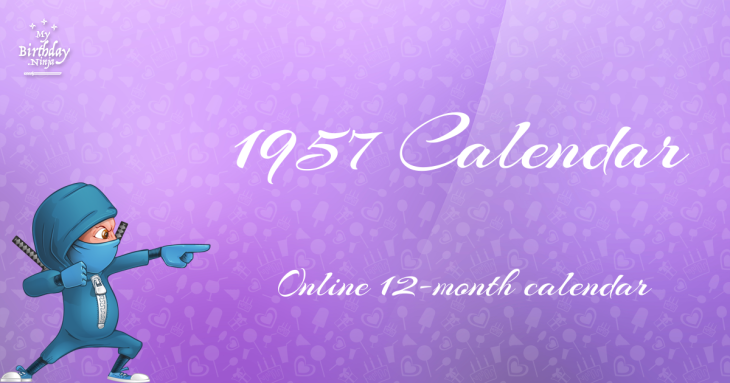 1957 Calendar MyBirthday Ninja
