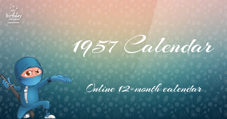 1957 Calendar MyBirthday Ninja