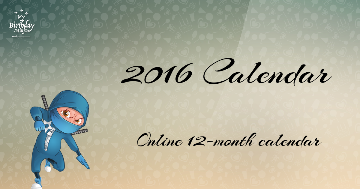 2016 Calendar Ninja Poster