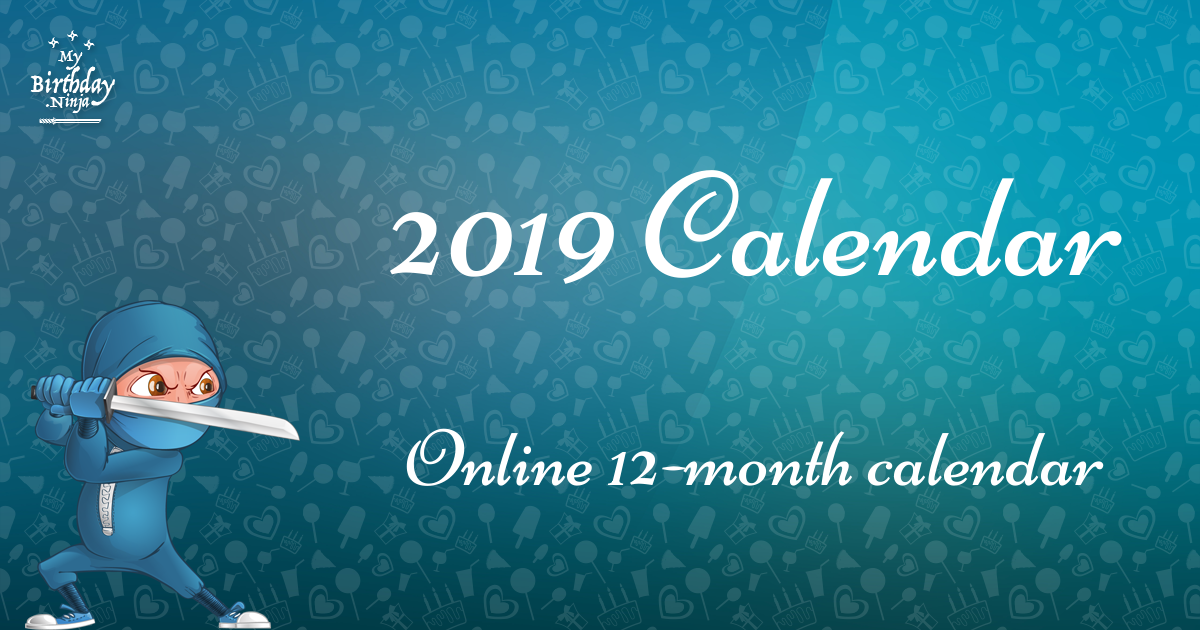 2019 Calendar Ninja Poster