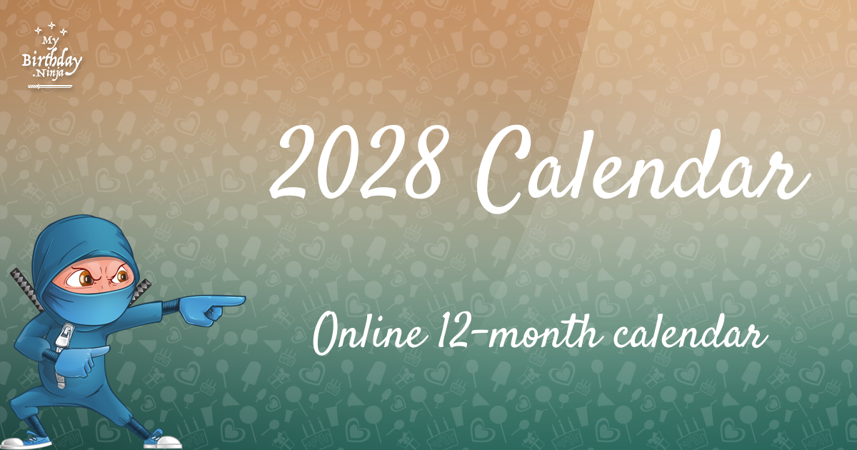2028 Calendar Ninja Poster