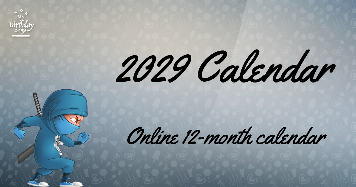 2029 Calendar Ninja Poster