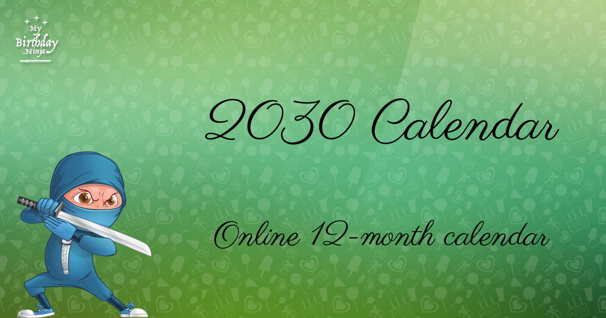 2030 Calendar Ninja Poster