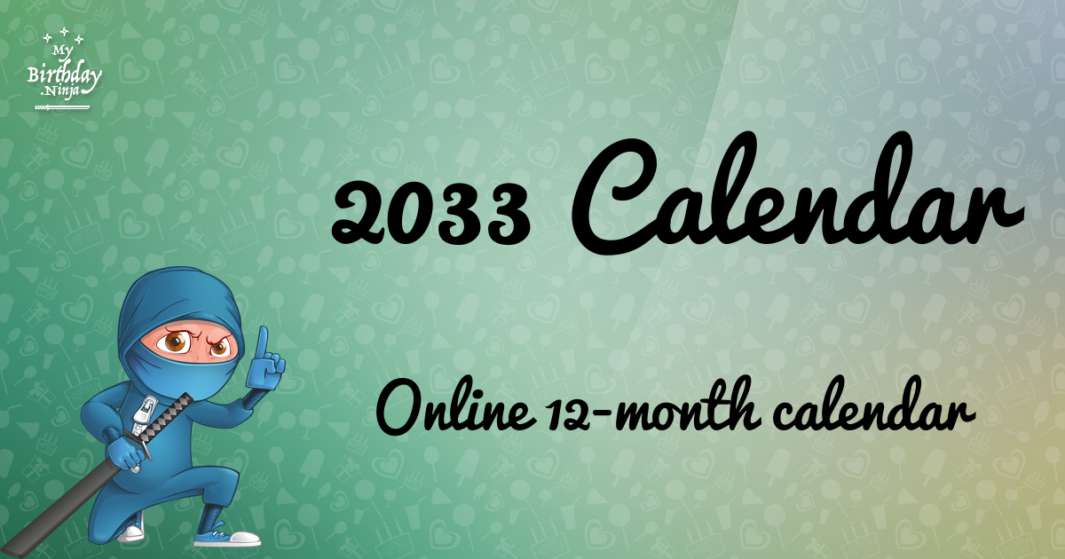 2033 Calendar Ninja Poster