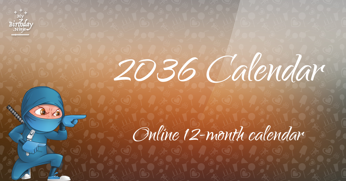 2036 Calendar Ninja Poster
