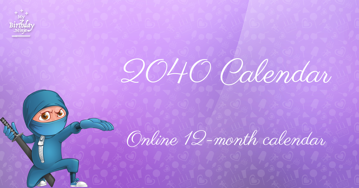 2040 Calendar Ninja Poster