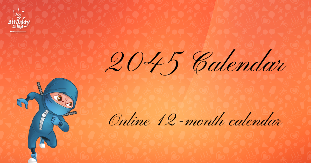 2045 Calendar Ninja Poster